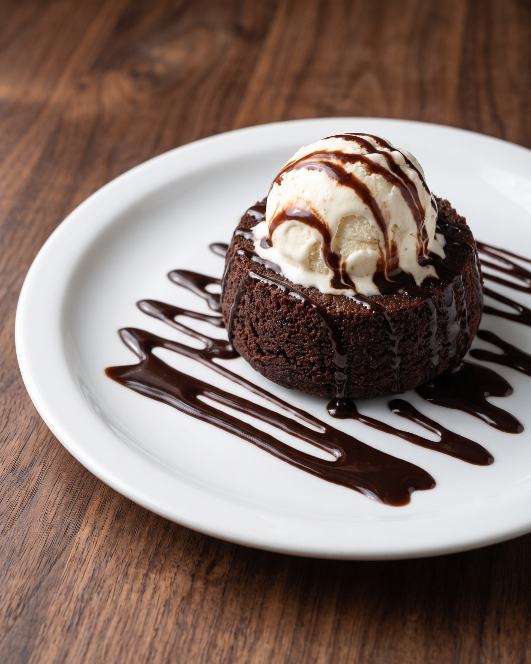 Chocolate lava cake with vanilla ice cream